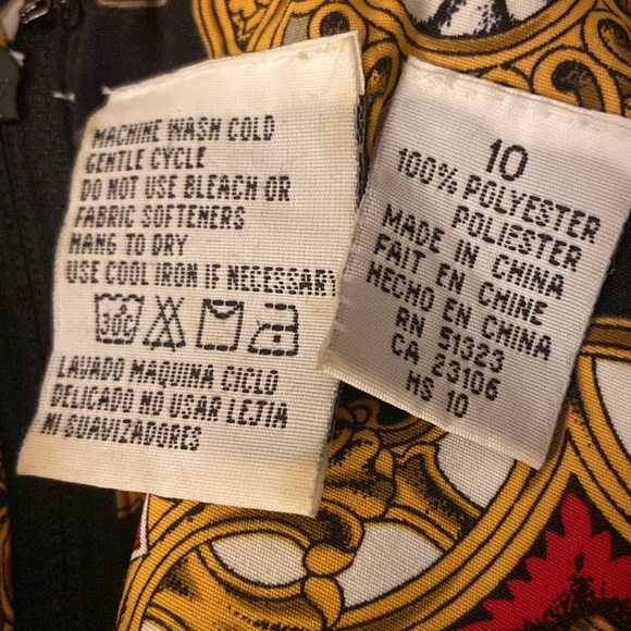 Ms Chaus Vintage statement print midi dress career faux wrap asymmetrical - Picture 4 of 16